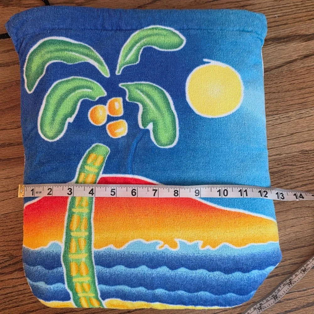 Beach in a Bag Towel Tropical Palm Tree Sunset Folds Easy Carry Pool Packable